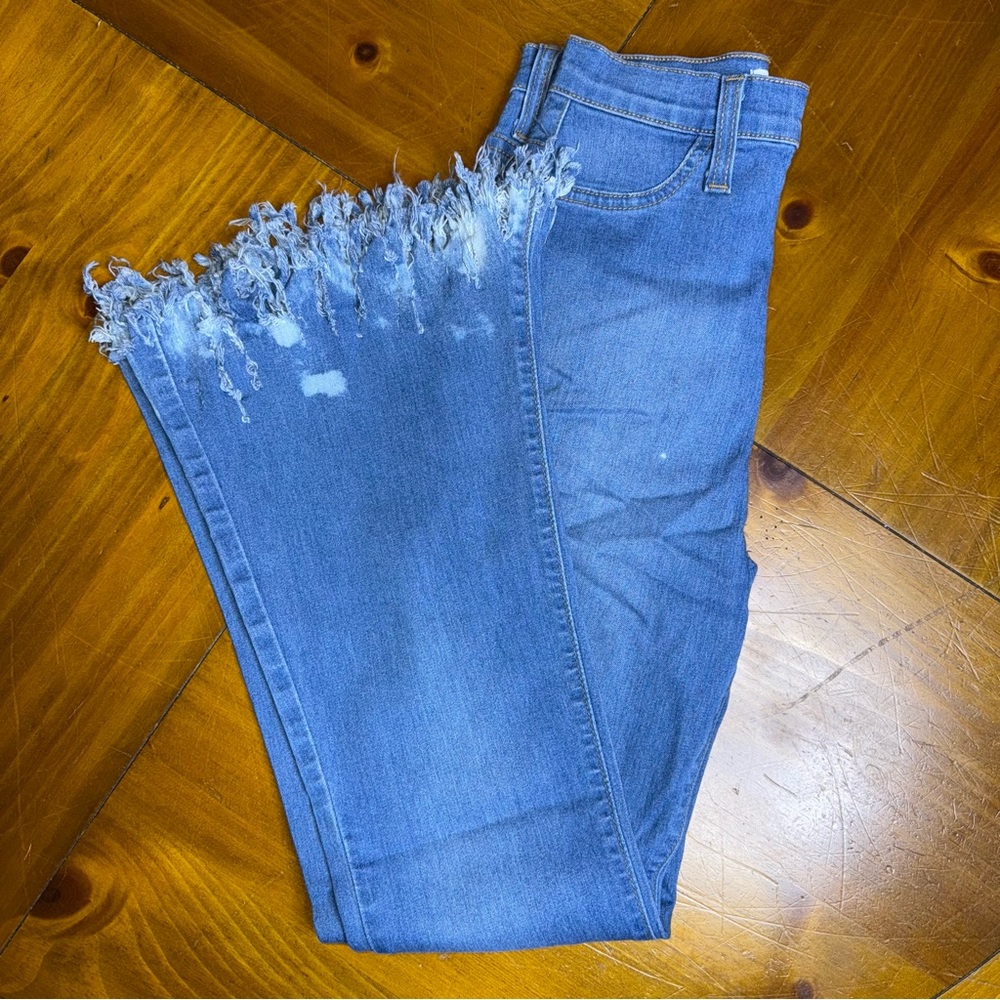🖤Vibrant M.I.U Fringe Bottom Flare Jeans Size 25 - Picture 3 of 8
